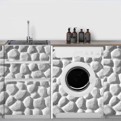 Πέτρινος λευκός τοίχος, Όψη Πέτρας & Τούβλο, Αυτοκόλλητ