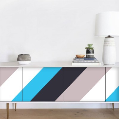 Houseart Γαλάζιο, γκρι, άσπρο, μαύρο, Set - Πολύχρωμα, Αυτοκόλλητα έπιπλων, 50 x 50 εκ.