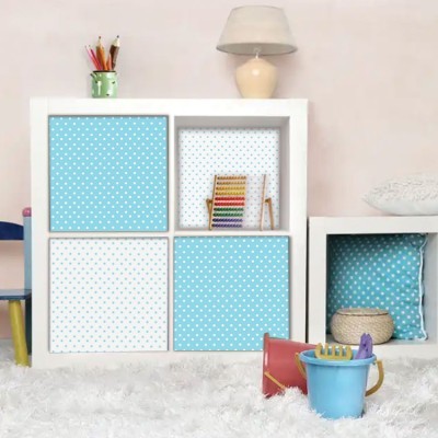 Πουά γαλάζιο, Set - Πολύχρωμα, Αυτοκόλλητα έπιπλων, 50 x 50 εκ.