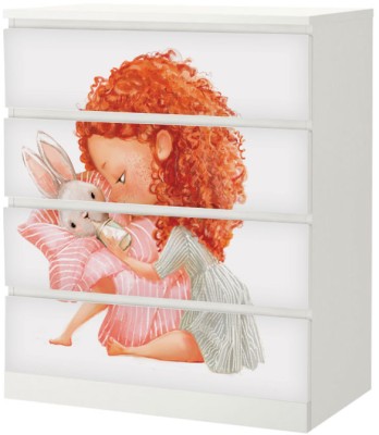 Houseart - ΣΗΜΑΝΤΙΚΟ: Σε περίπτωση διαφοράς τιμής από το κατάστημα ισχύει παντα και μόνο η τιμή του καταστήματος Κοριτσάκι ταΐζει λαγουδάκι, Αυτοκόλλητο Συρταριέρας Mal