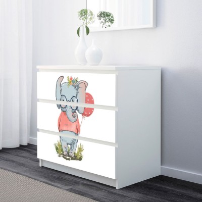 Χαριτωμένο ελεφαντάκι, Αυτοκόλλητο Συρταριέρας Malm, 40