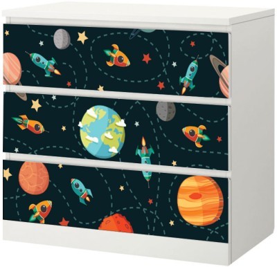 Πλανήτες και διαστημόπλοια, Αυτοκόλλητο Συρταριέρας Malm, 40 x 20 εκ. (40623)