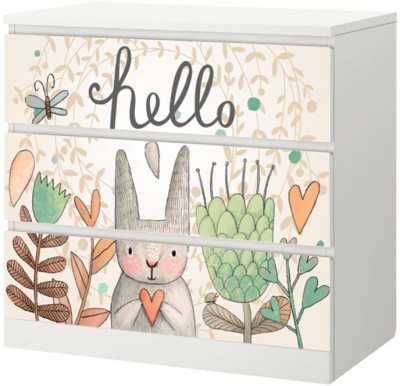 Hello λαγουδάκι, Αυτοκόλλητο Συρταριέρας Malm, 40 x 20 