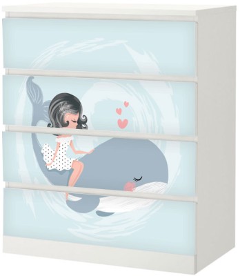 Κοριτσάκι πάνω σε φάλαινα, Αυτοκόλλητο Συρταριέρας Malm, 40 x 20 εκ. (40634)