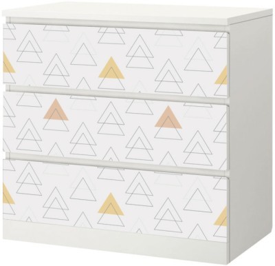 Λευκό μοτίβο με τρίγωνα, Αυτοκόλλητο Συρταριέρας Malm, 40 x 20 εκ. (40641)