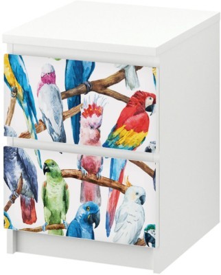 Μοτίβο με παπαγάλους Συρταριέρες Malm Ikea Αυτοκόλλητα έπιπλων 40 x 20 cm (40645)