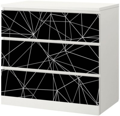 Μαύρο μοτίβο με γραμμές, Αυτοκόλλητο Συρταριέρας Malm, 40 x 20 εκ. (40647)