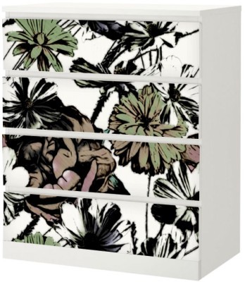 Μοτίβο με λουλούδια, Αυτοκόλλητο Συρταριέρας Malm, 40 x 20 εκ. (40649)