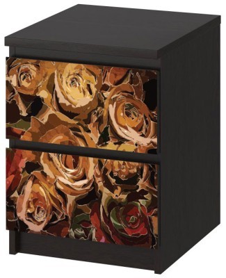 Μοτίβο ρετρό με τριαντάφυλλα, Αυτοκόλλητο Συρταριέρας Malm, 40 x 20 εκ. (40653)