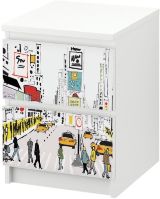 Πόλη, κόμικς, Αυτοκόλλητο Συρταριέρας Malm, 40 x 20 εκ. (40683)