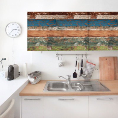 Houseart Vintage πολύχρωμες σανίδες, Oψη Ξύλου, Αυτοκόλλητα έπιπλων, 50 x 50 εκ.