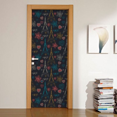 Houseart - ΣΗΜΑΝΤΙΚΟ: Σε περίπτωση διαφοράς τιμής από το κατάστημα ισχύει παντα και μόνο η τιμή του καταστήματος Πύργος του Άιφελ Παρίσι, Μοτίβα, Αυτοκόλλητα πόρτας, 60