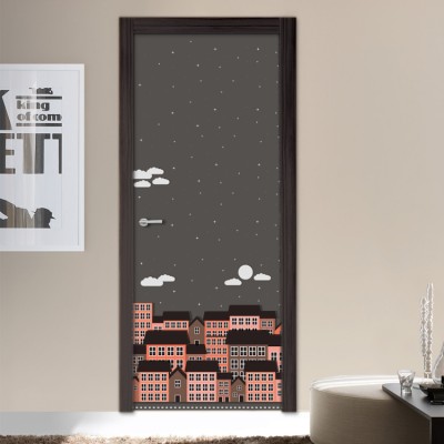 Ουρανός πόλης Μοτίβα Αυτοκόλλητα πόρτας 60 x 170 cm (12236)