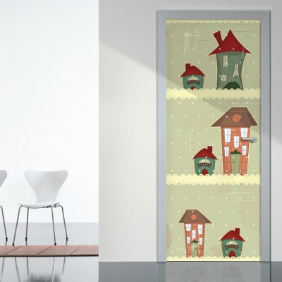 Σπίτια Μοτίβα Αυτοκόλλητα πόρτας 60 x 170 cm (12898)