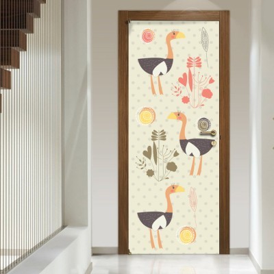 Μοτίβο στρουθοκάμηλος Μοτίβα Αυτοκόλλητα πόρτας 60 x 170 cm (12899)