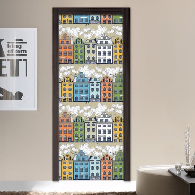 City pattern Μοτίβα Αυτοκόλλητα πόρτας 60 x 170 cm (12247)