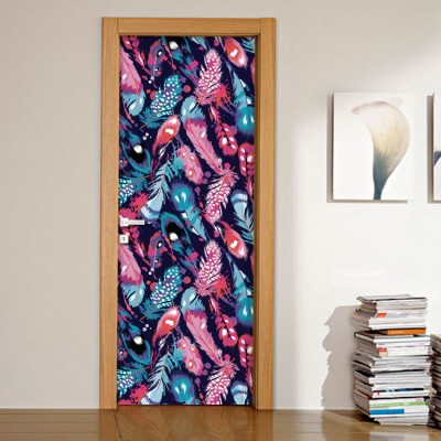 Πολύχρωμα Φτερά Μοτίβα Αυτοκόλλητα πόρτας 60 x 170 cm (12248)