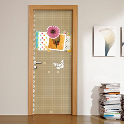 Πεταλούδα και καρτ-ποστάλ Φόντο – Τοίχοι Αυτοκόλλητα πόρτας 60 x 170 cm (12106)