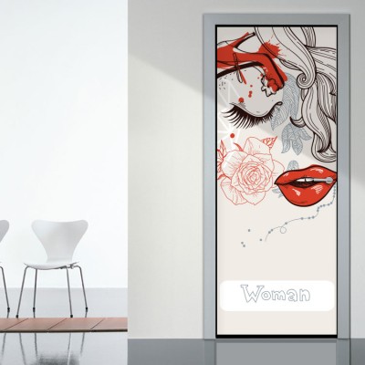 Houseart Κόκκινα χείλη, Διάφορα, Αυτοκόλλητα πόρτας, 60 x 170 εκ.