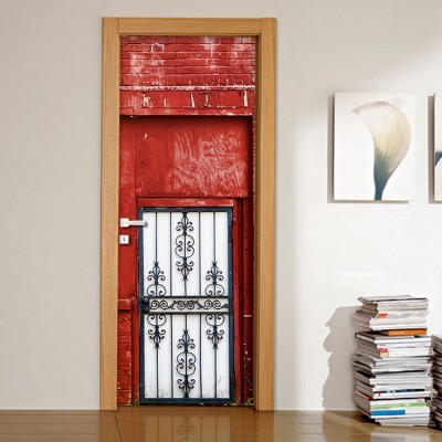 Πόρτα κόκκινο φόντο Φόντο – Τοίχοι Αυτοκόλλητα πόρτας 60 x 170 cm (12091)