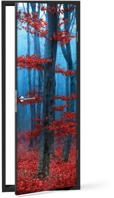 Κόκκινα Φύλλα Φύση Αυτοκόλλητα πόρτας 60 x 170 cm (37683)