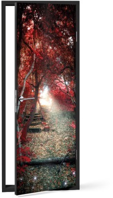 Κόκκινο μονοπάτι Φύση Αυτοκόλλητα πόρτας 60 x 170 cm (12150)