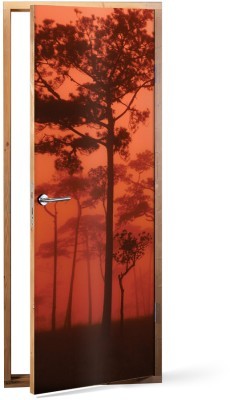 Ηλιοβασίλεμα στο δάσος Φύση Αυτοκόλλητα πόρτας 60 x 170 cm (15535)