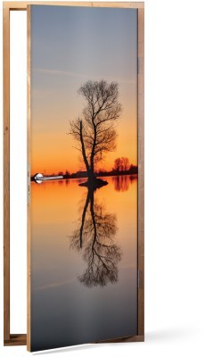 Houseart - ΣΗΜΑΝΤΙΚΟ: Σε περίπτωση διαφοράς τιμής από το κατάστημα ισχύει παντα και μόνο η τιμή του καταστήματος Αντανάκλαση στη λίμνη, Φύση, Αυτοκόλλητα πόρτας, 60 x 1