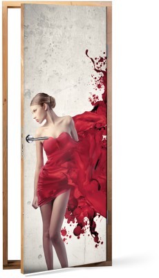 Κόκκινο φόρεμα Διάφορα Αυτοκόλλητα πόρτας 60 x 170 cm (12216)