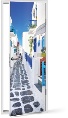 Σοκάκι, Μύκονος Ελλάδα Αυτοκόλλητα πόρτας 60 x 170 cm (32286)