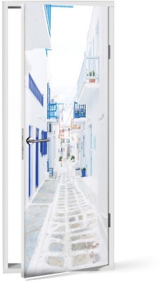 Γραφικό σοκάκι, Μύκονος, Κυκλάδες Ελλάδα Αυτοκόλλητα πόρτας 60 x 170 cm (32298)