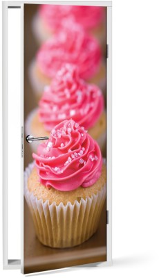 Houseart - ΣΗΜΑΝΤΙΚΟ: Σε περίπτωση διαφοράς τιμής από το κατάστημα ισχύει παντα και μόνο η τιμή του καταστήματος Φούξια cupcake, Φαγητό, Αυτοκόλλητα πόρτας, 60 x 170 εκ