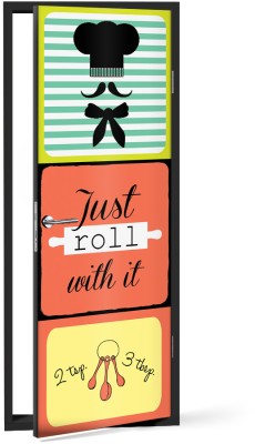 Houseart - ΣΗΜΑΝΤΙΚΟ: Σε περίπτωση διαφοράς τιμής από το κατάστημα ισχύει παντα και μόνο η τιμή του καταστήματος Just roll with it, Φαγητό, Αυτοκόλλητα πόρτας, 60 x 170