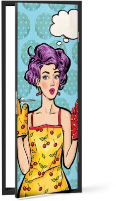 Pop Art Κορίτσι, Φαγητό, Αυτοκόλλητα πόρτας, 60 x 170 ε