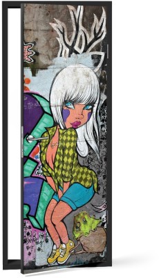 Graffiti girl Φόντο – Τοίχοι Αυτοκόλλητα πόρτας 60 x 170 cm (12085)