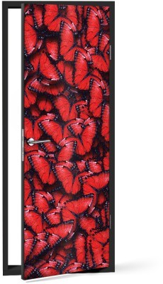 Κόκκινες πεταλούδες Φόντο – Τοίχοι Αυτοκόλλητα πόρτας 60 x 170 cm (12025)