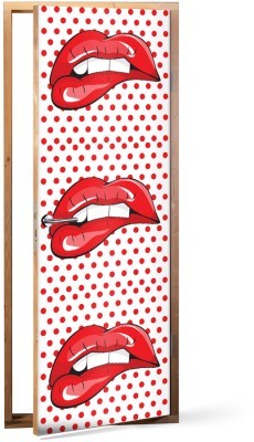 Kόκκινα χείλη Κόμικς Αυτοκόλλητα πόρτας 60 x 170 cm (19178)
