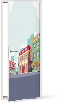 Πολύχρωμα κτίρια κόμικ, Κόμικς, Αυτοκόλλητα πόρτας, 60 x 170 εκ. (53452)