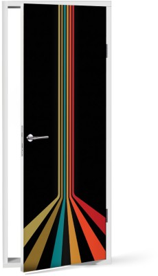 Houseart - ΣΗΜΑΝΤΙΚΟ: Σε περίπτωση διαφοράς τιμής από το κατάστημα ισχύει παντα και μόνο η τιμή του καταστήματος Πολύχρωμες γραμμές σε μαύρο φόντο, Line Art, Αυτοκόλλητ