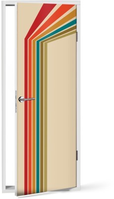 Γραμμές με μπεζ φόντο, Line Art, Αυτοκόλλητα πόρτας, 60