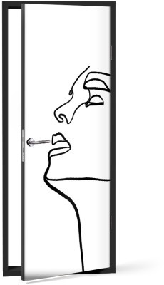 Μοιραίο γραμμικό πρόσωπο Line Art Αυτοκόλλητα πόρτας 60 x 170 εκ. (44593)
