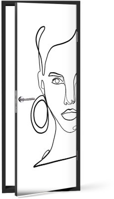 Κοπέλα με σκουλαρίκι, Line Art, Αυτοκόλλητα πόρτας, 60 x 170 εκ. (44594)