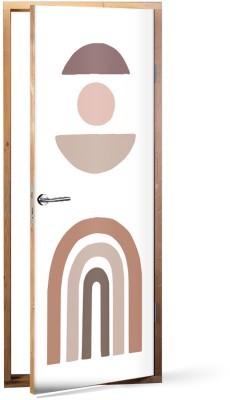 Σχέδια σε γήινες αποχρώσεις Line Art Αυτοκόλλητα πόρτας 60 x 170 εκ. (44600)