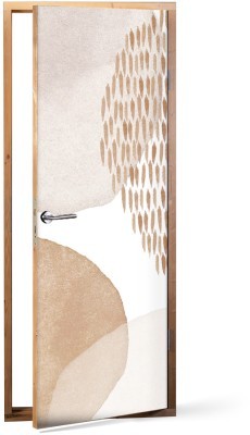 Κύκλοι και πινελιές σε γήινους τόνους Line Art Αυτοκόλλητα πόρτας 60 x 170 εκ. (44605)