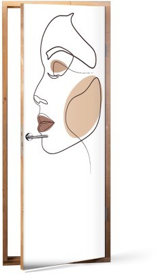 Όμορφο προφίλ γυναίκας, Line Art, Αυτοκόλλητα πόρτας, 60 x 170 εκ. (44607)