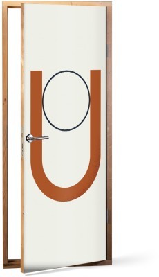 Πορτοκαλί καμπυλωτή γραμμή, Line Art, Αυτοκόλλητα πόρτας, 60 x 170 εκ. (44608)
