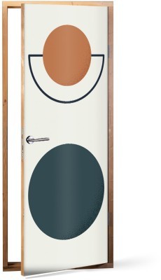 Μπλε & πορτοκαλί κύκλοι, Line Art, Αυτοκόλλητα πόρτας, 