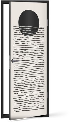 Γκρι κυματισμοί Line Art Αυτοκόλλητα πόρτας 60 x 170 εκ. (44612)