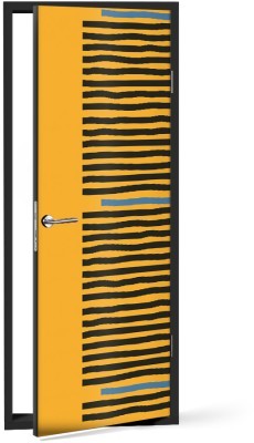 Γραμμές σε κίτρινο φόντο Line Art Αυτοκόλλητα πόρτας 60 x 170 εκ. (44613)