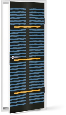 Μπλε & κίτρινο στο μαύρο, Line Art, Αυτοκόλλητα πόρτας, 60 x 170 εκ. (44616)